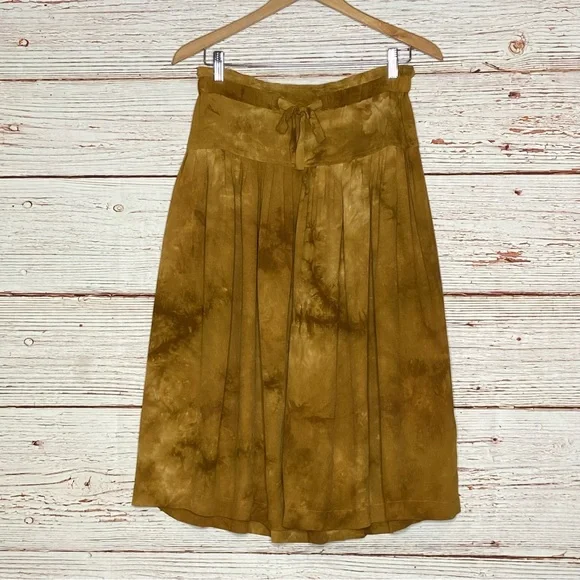 Madewell Tie Front Paperbag Midi Skirt in Egyptian Gold Tie Dye Sz S - Picture 4 of 13
